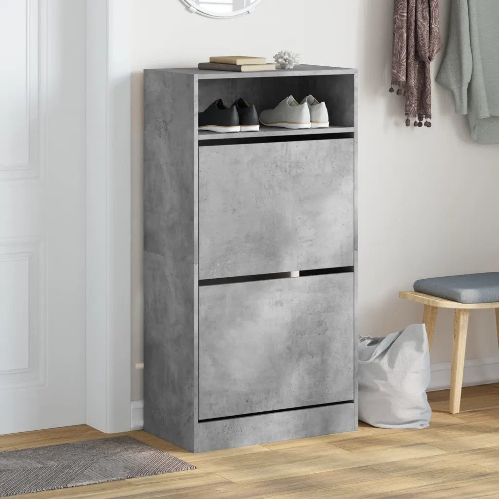 Scarpiera Grigio Cemento 60x34x116 cm in Legno Multistrato 840018