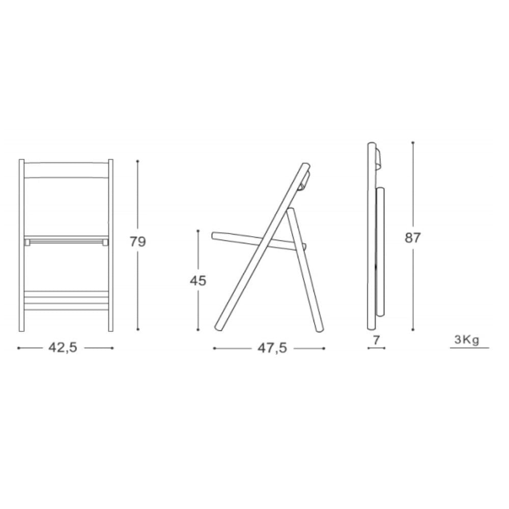 Set 4 sedie pieghevoli in legno Penelope colore bianco