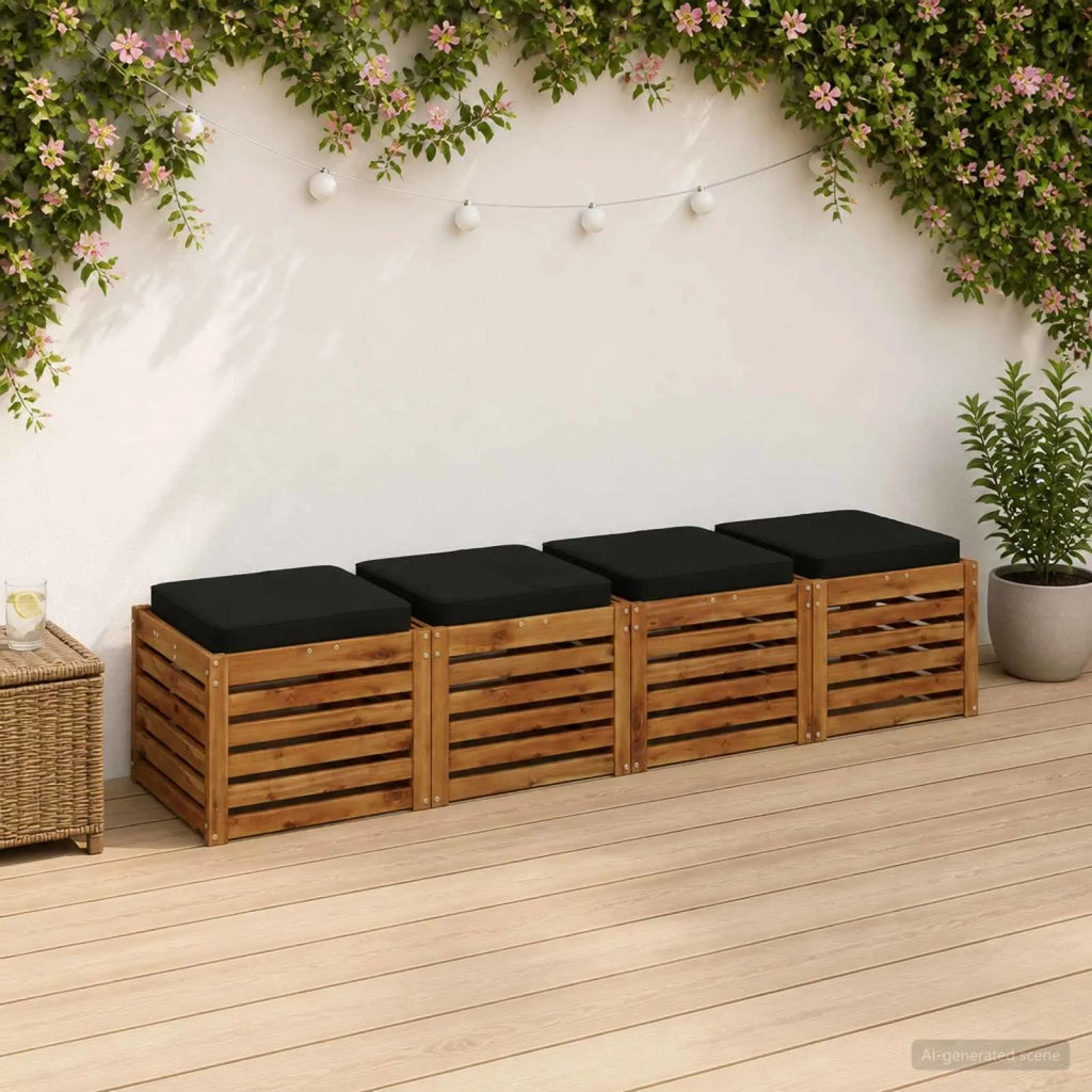 Cuscini per Sedia in 4 Pezzi VUGHT 4 pcs 100% Poliestere Nero 946224