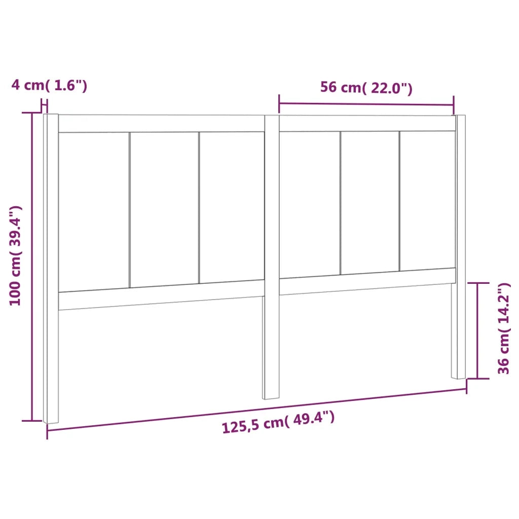 Testiera per Letto Nera 125,5x4x100cm in Legno Massello di Pino 818084