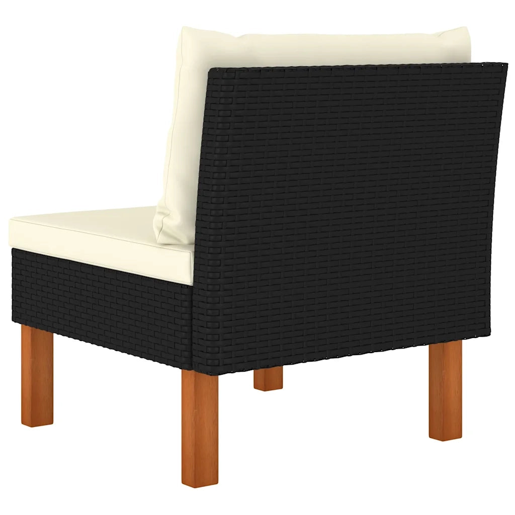 Divano componibile-Divani Centrali 2 pz Polyrattan e Legno Massello di Eucalipto 307394