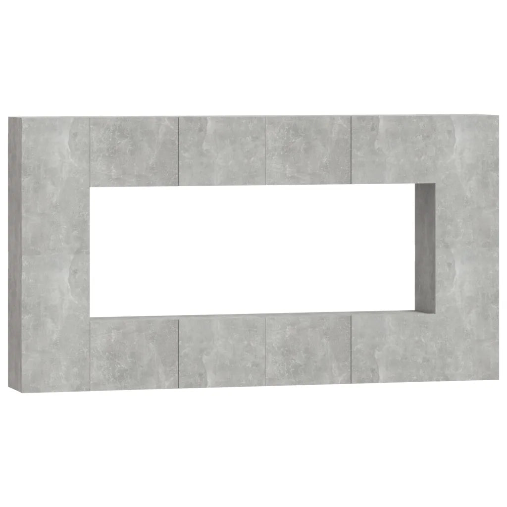 Set Mobili Porta TV 8pz | Armadietto TV | Mobile Porta TV Grigio Cemento in Legno Multistrato
