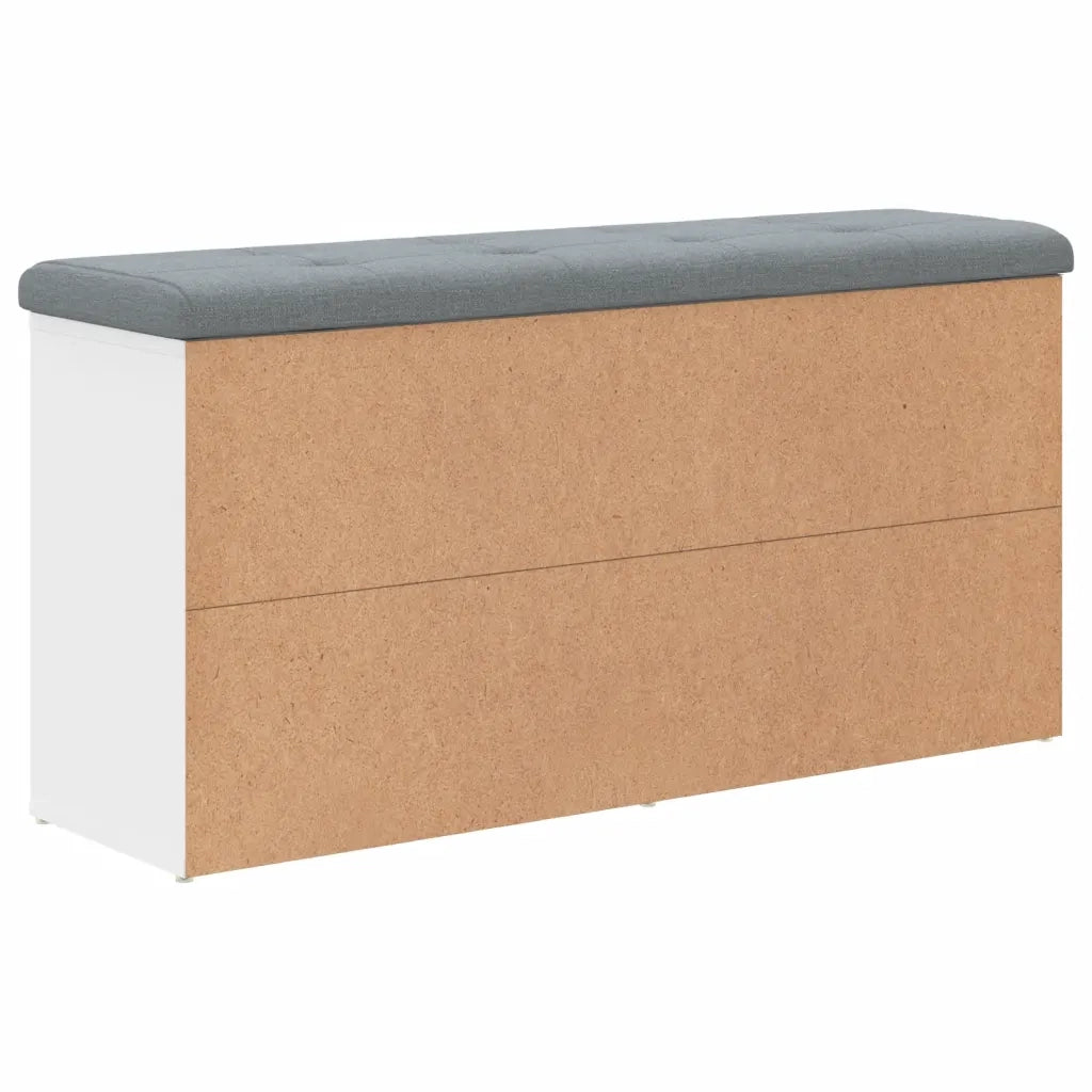 Panca Scarpiera Bianca 102x32x50 cm in Legno Massello di Argilla 835110