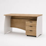 Scrivania Scrittoio Con 3 Cassetti Per Studio Ufficio Mobile Desk Da Soggiorno Sala Da Pranzo 136 X 74 X 67 Cm Bianco E Rovere