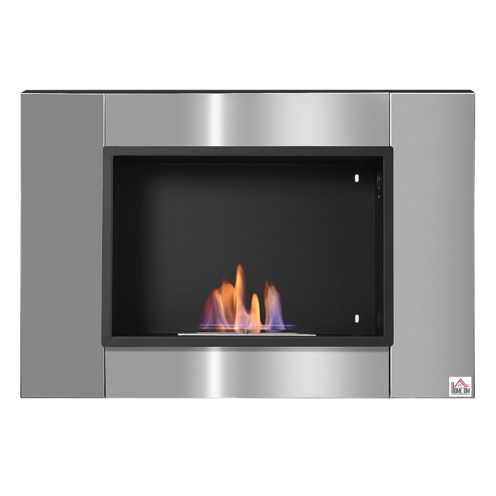 Camino a bioetanolo murale incassabile ¨C Minimal ¨C 80x14x54 cm acciaio inox