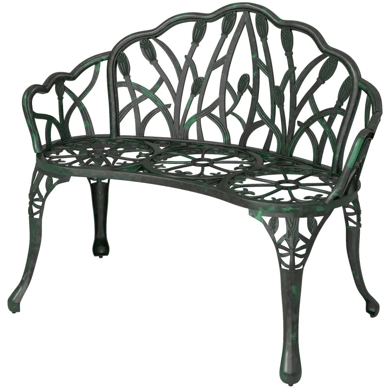 Elegante panchina, panchina da giardino con schienale decorativo, romantica panchina da parco (solo panchina da parco)