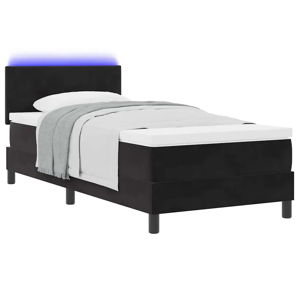 Letto a Sorgente LED con materasso Nero 100 x 200 cm Velluto 3342634