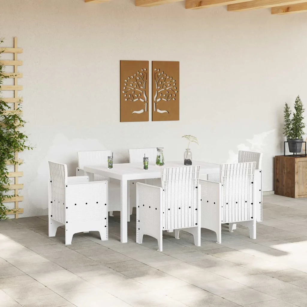 Set da Pranzo per Giardino 7 pcs Bianco Rattan Polt 3378562