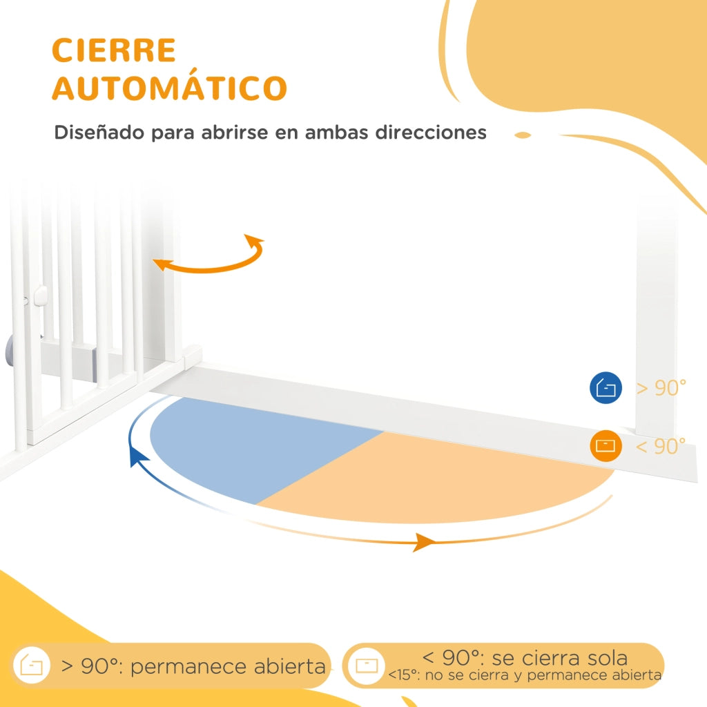 Cancelletto di Sicurezza Estensibile con Porta Chiusura Automatica e Doppio Blocco ¨C Xylo ¨C 74-101x104,1 cm Bianco
