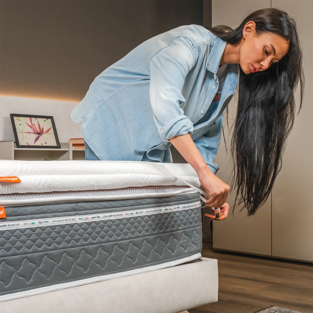 Topper Memory Foam singolo 80x190 - alto 7 cm, a portanza differenziata, sfoderabile | One H7