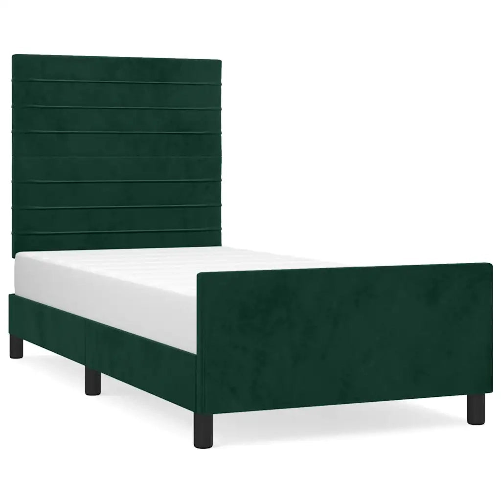 Letto singolo | Letto per adulti | Giroletto senza Materasso Verde Scuro 100x200 cm in Velluto