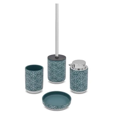 Portascopino da terra in ceramica turchese cobalto con setole nere  Circus