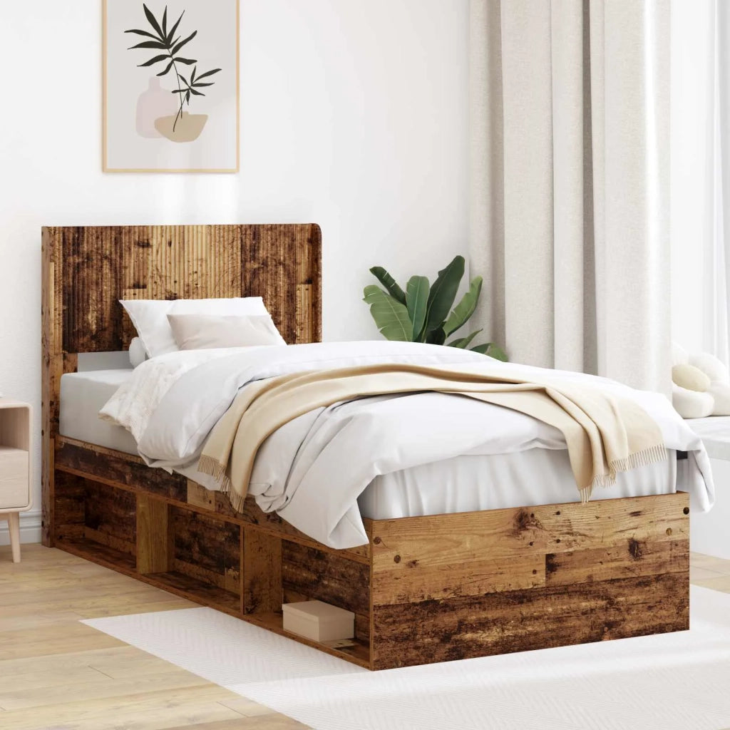 Struttura del letto con stoccaggio e testata Legno antico 3414257