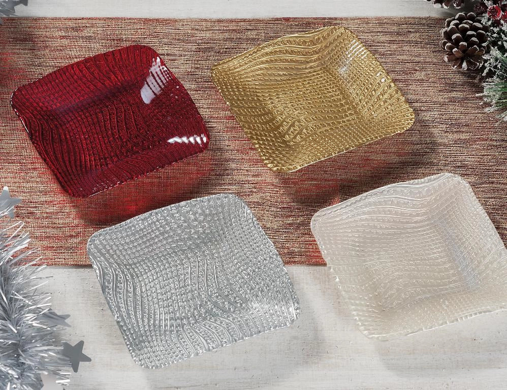 Svuotatasche piattino natale vetro 16 x 16 cm 4 Colori