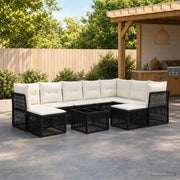 Set Divano da Giardino 10 pz Nero polyrattan 3434443