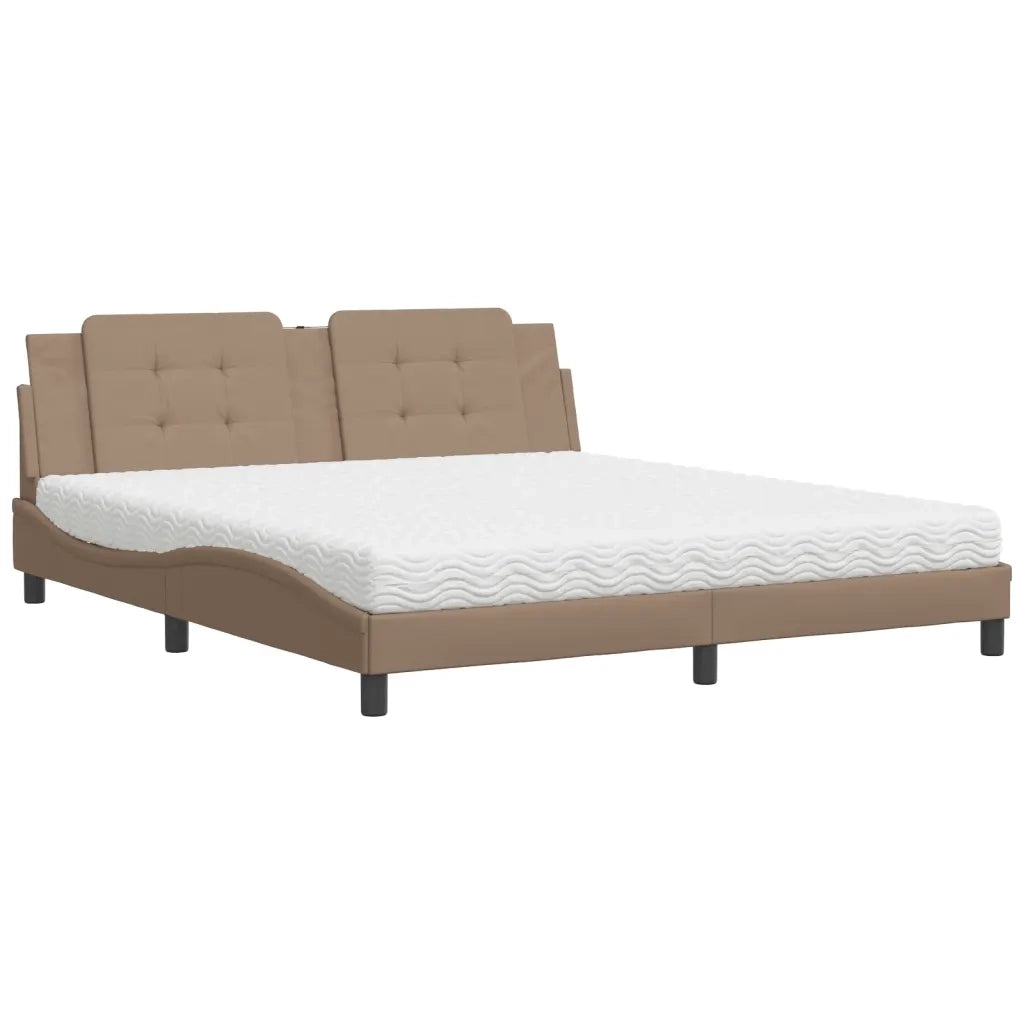 Letto con Materasso Zadar Cappuccino 180x200cm Similpelle 3208884