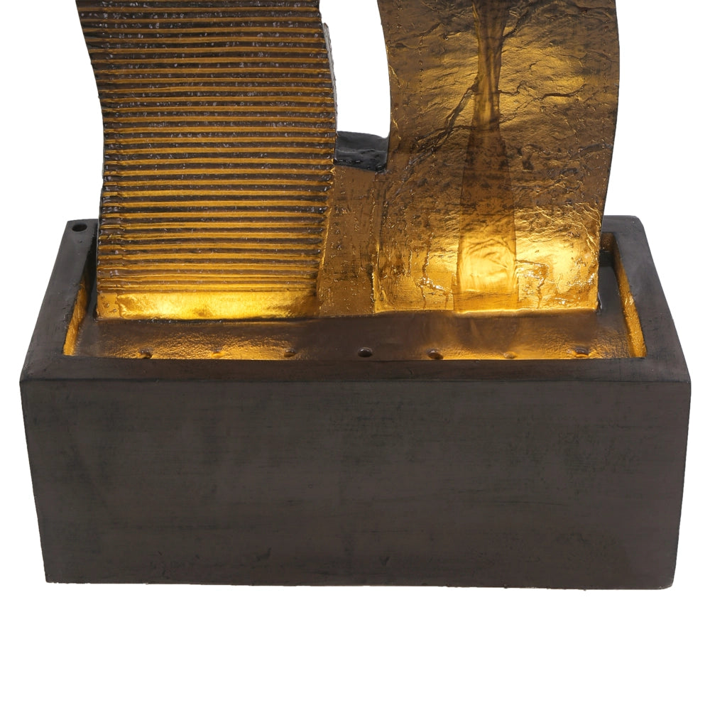 Fontana da giardino in resina marrone per esterni con luce LED inserita Design moderno