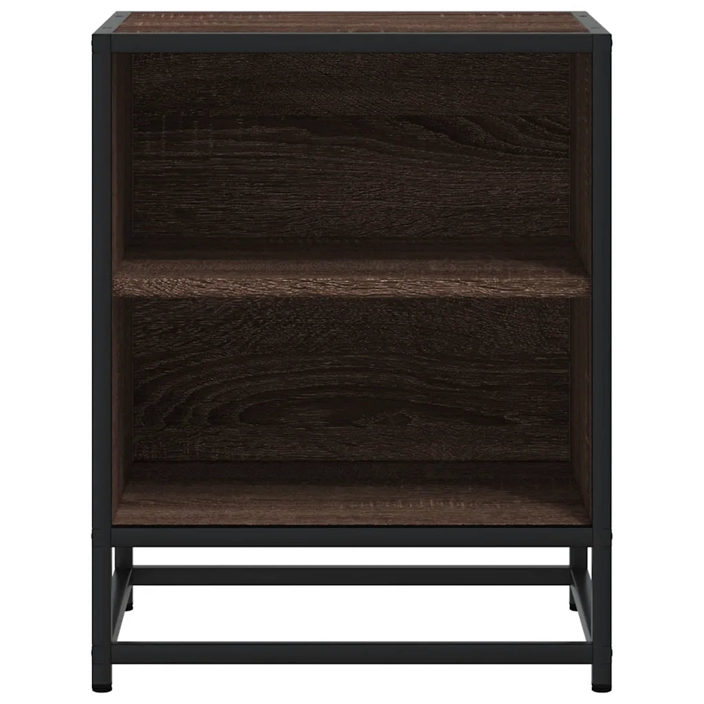 Comodino-Tavolino da notte Rovere Marrone 40x31x50 cm Legno Multistrato e Metallo 341443