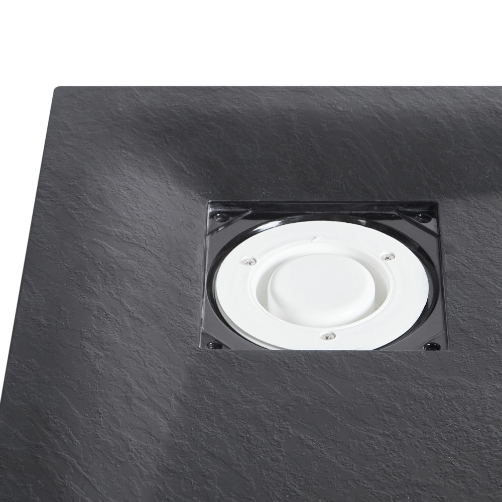 Piatto doccia con scarico nero SMC 80 x 80 x 3 cm effetto pietra naturale minimalista