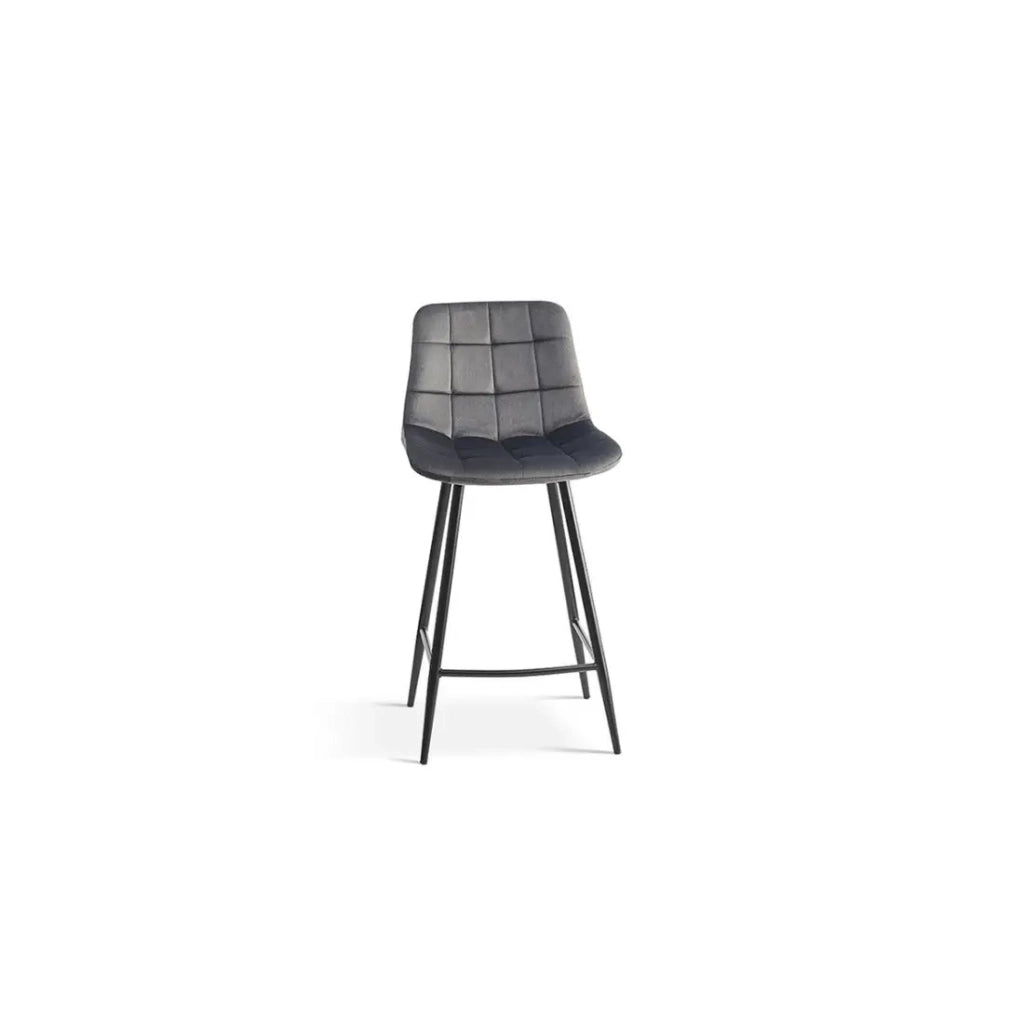 Sedia da bancone JUTE - Velluto color taupe - Gambe in metallo - Altezza 95 cm - Stile contemporaneo