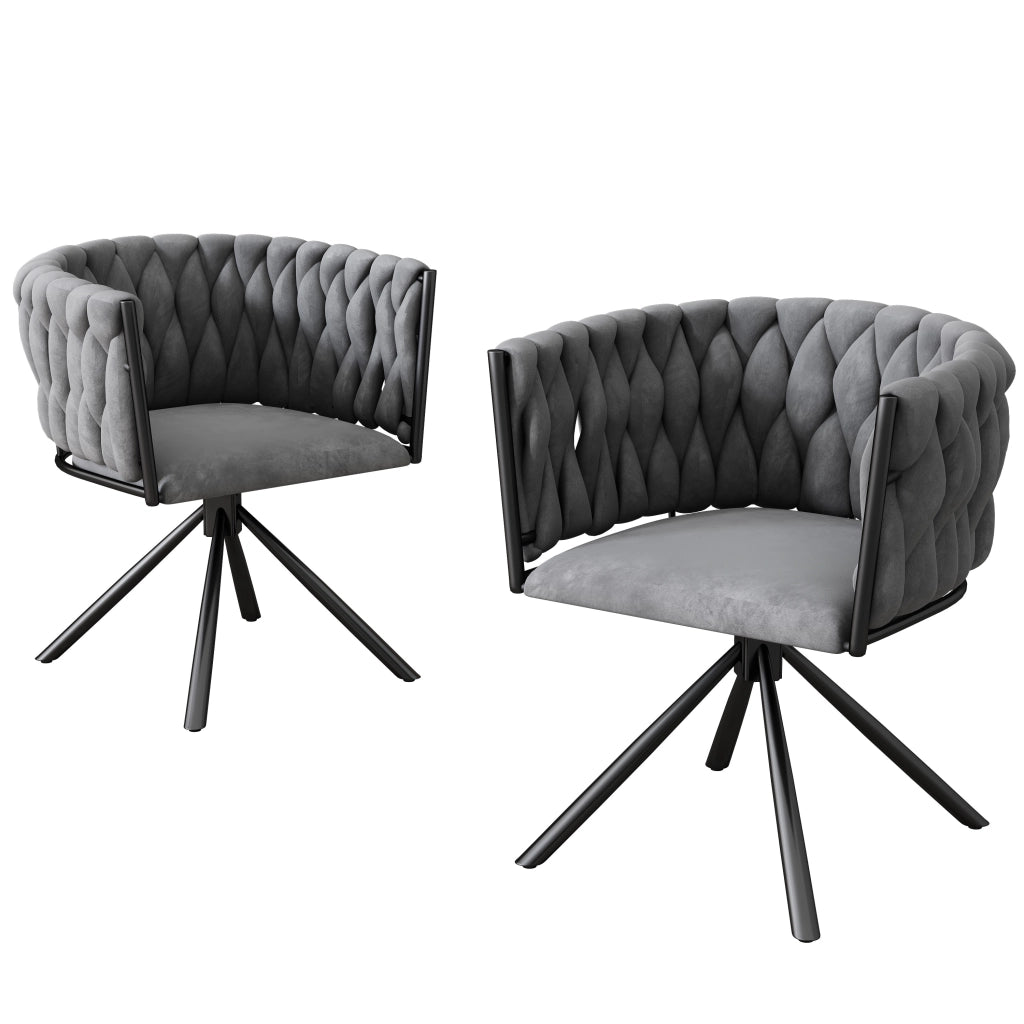 Set di 2 sedie da pranzo girevoli con rotazione 360 e schienale ergonomico; seduta imbottita in velluto grigio
