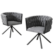Set di 2 sedie da pranzo girevoli con rotazione 360 e schienale ergonomico; seduta imbottita in velluto grigio