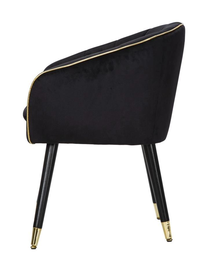 Poltrona elegante, tessuto nero, gambe legno nero 62x58x78cm Paris Gold