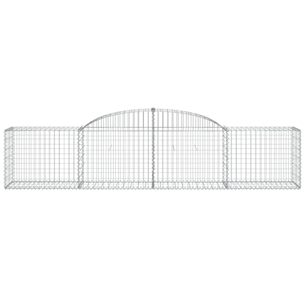Cestini gabbioni recinzione a gabbia muro di contenimento ad arco 3 pezzi 300 x 50 x 60/80 cm ferro zincato argento 02_0040778