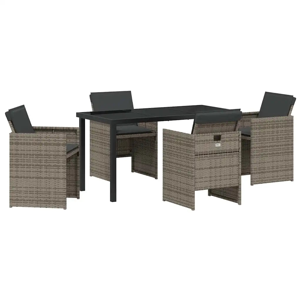 Set da Pranzo per Giardino con cuscino 5 pcs Grigio polyrattan 3379949