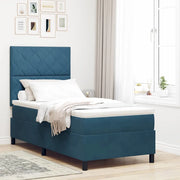 Letto a Sorgente LED con testiera Blu Scuro 90 x 190 cm Velluto 3343350