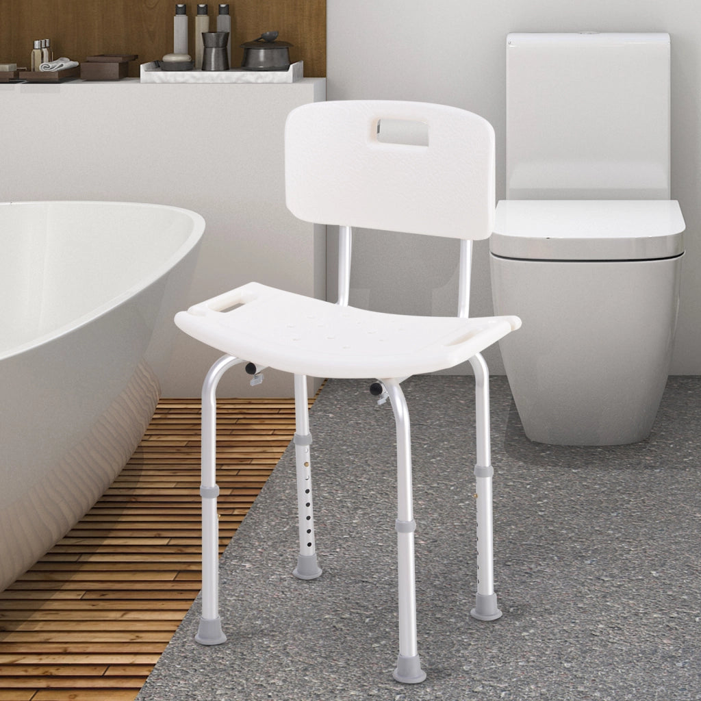 Sedia da doccia regolabile con ventose ¨C Minimal ¨C plastica e alluminio, 50.6x43x71-88 cm