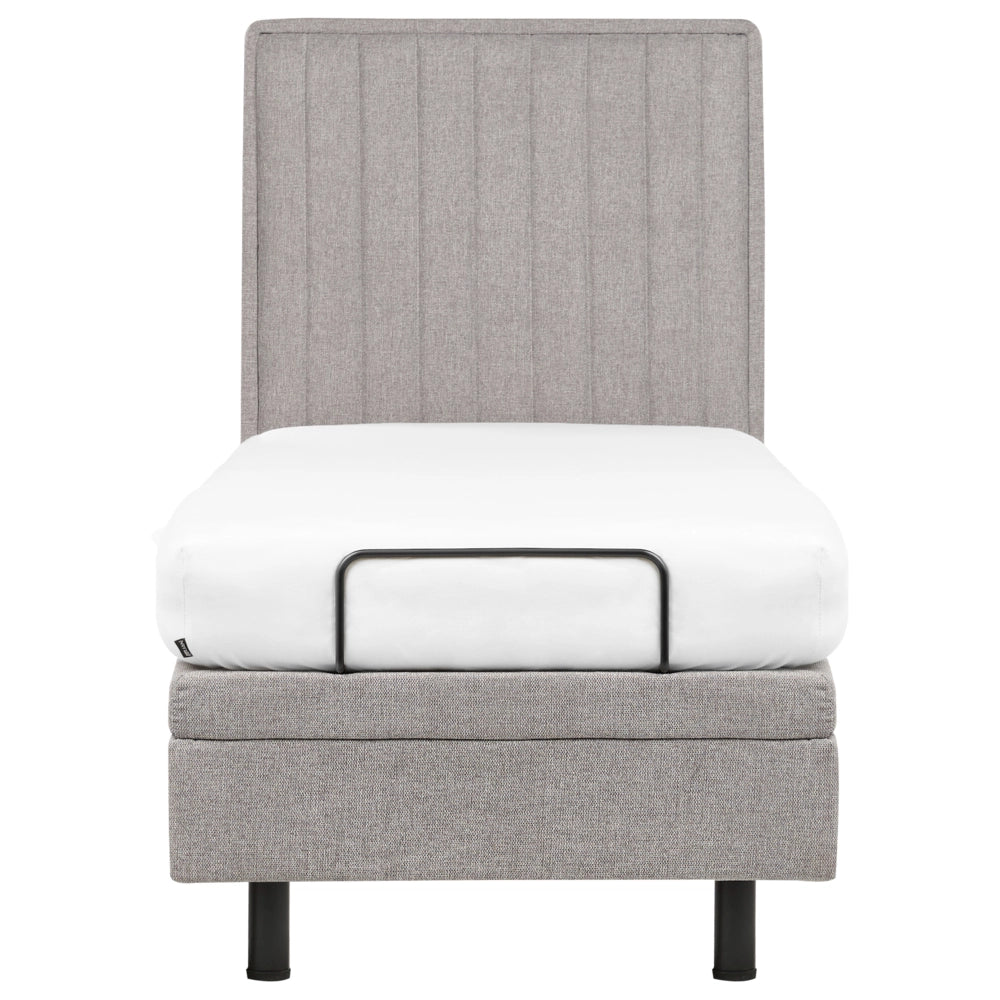 Letto Tessuto Grigio Chiaro Elettrico Regolabile con Telecomando 80 x 200 cm