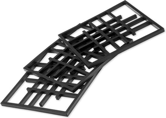 Set di 3 sostegni per pentola Square, resistente al calore, quadrato, 15,8 x 15,8 x 0,7 cm, nero