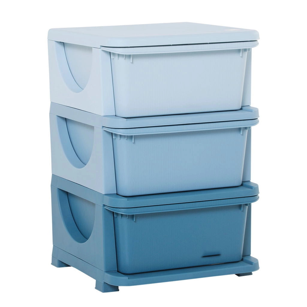 CASSETTIERA IN PLASTICA CON 3 CASSETTI 37X37X56.5CM BLU