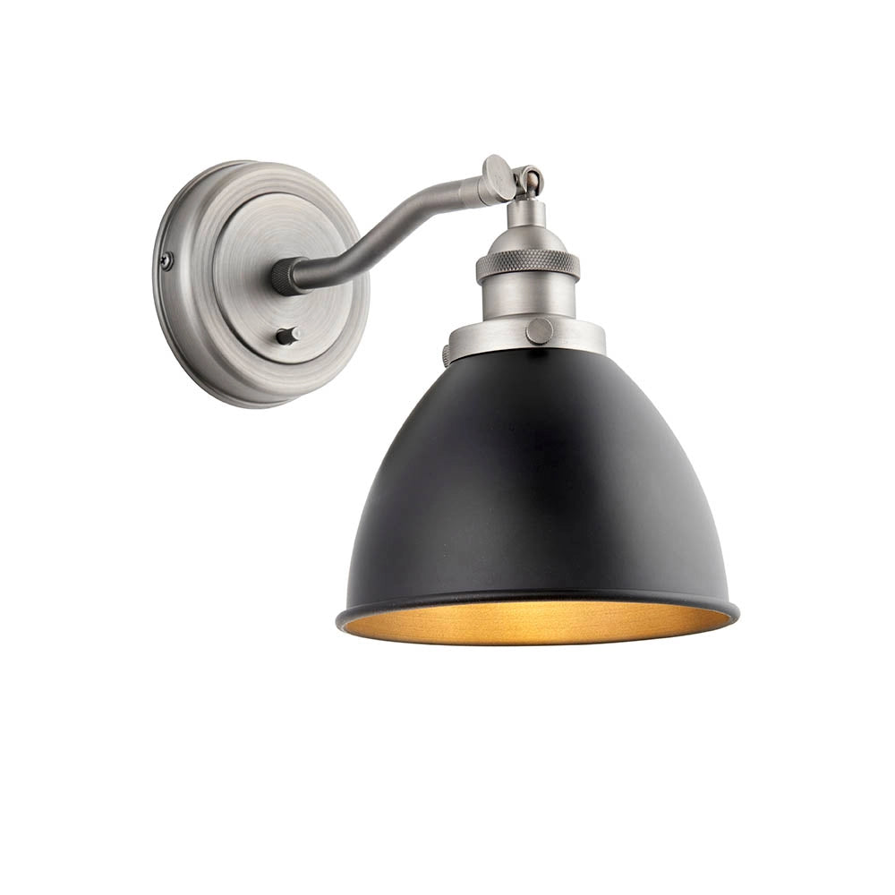 Applique retro Franklin stagno anticato con switch E14 Endon