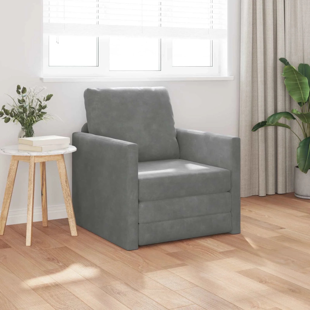 Divano letto | Sof¨¤ letto | Letto singolo Grigio scuro 74 x 77 x 81 cm Velluto