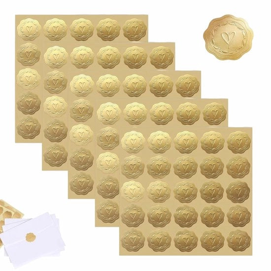 Sticker per Enveloppe in Oro con Disegno a Rilievo - Set di 150 Sticker Autoadesivi - Decorazione per Matrimoni e Inviti
