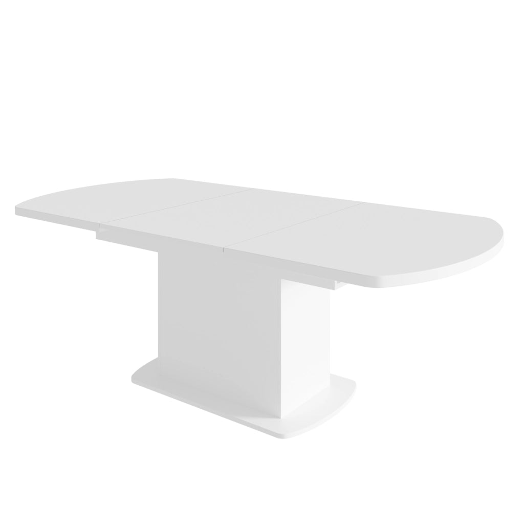 Tavolo da pranzo allungabile con vano contenitore 140/200 x 80 x 75 cm; bianco e argento