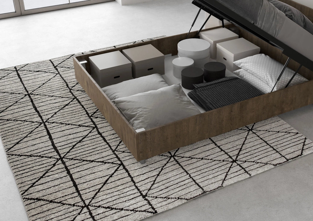 BS COM Letto matrimoniale francese contenitore 140x200 testata dritta noce