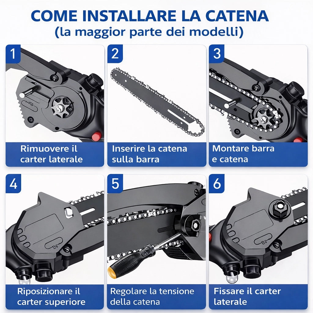Kit 2 Catena 8" Ricambio + Barra 8 Pollici Per Mini Motosega a Batteria 664413