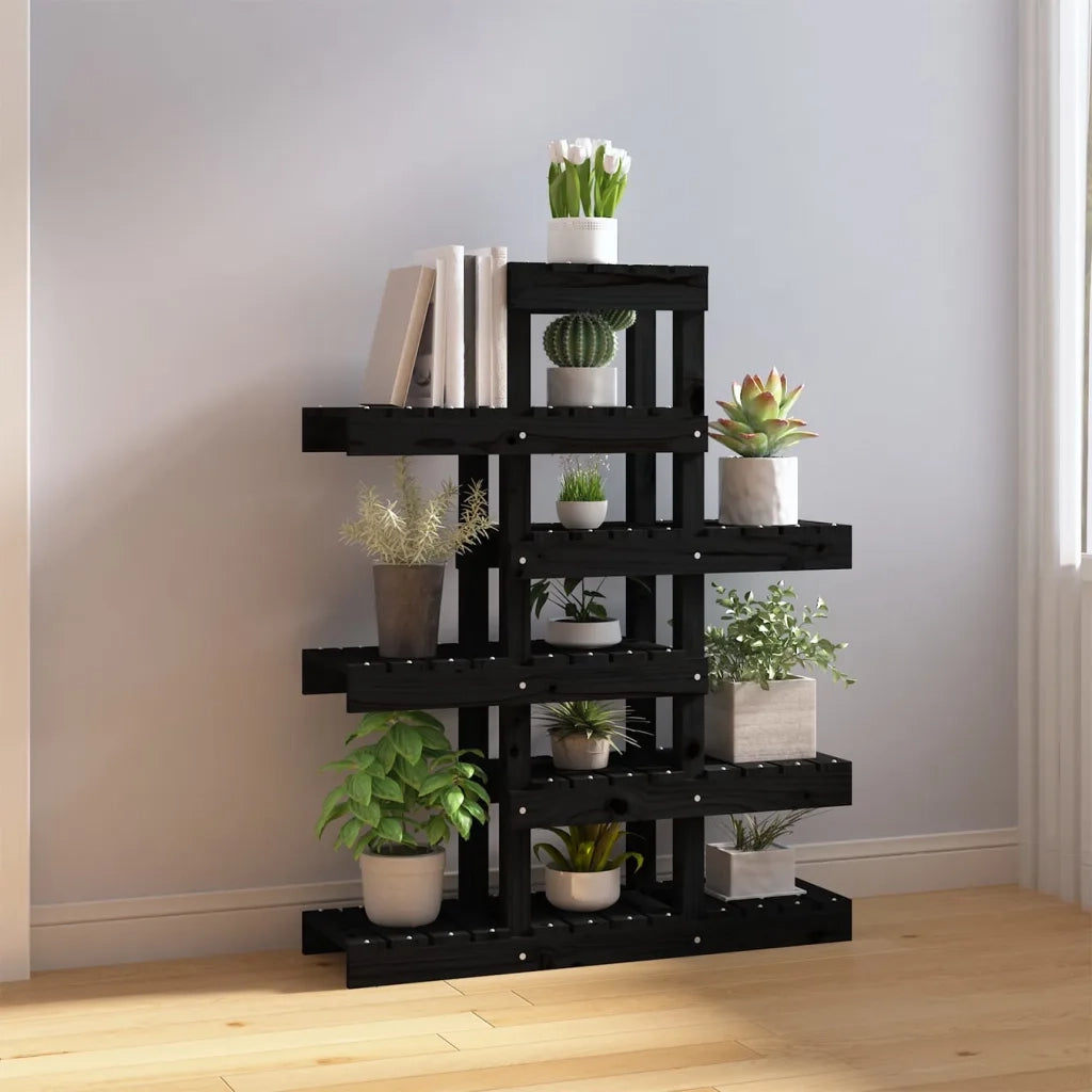 Supporto per piante | Sostegno per piante Nero 85x25x109,5 cm Legno Massello di Pino