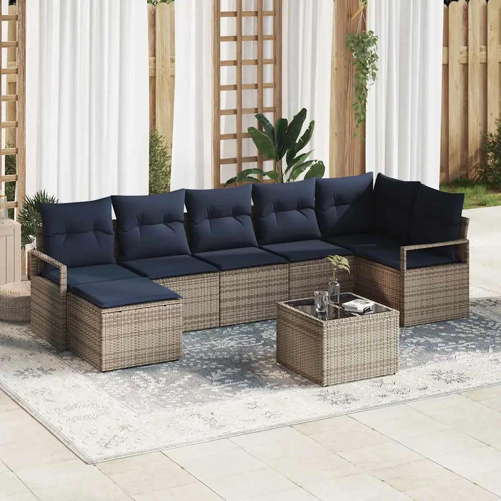 Set di divani con cuscino 8 pcs Grigio polyrattan 3346485
