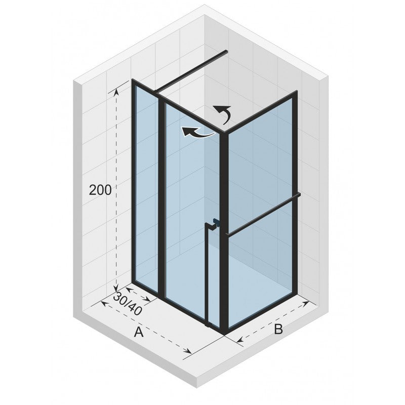 Box doccia angolare LUCID 203 RIHO 130x90 x200cm con porta a battente
