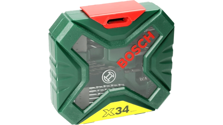 Valigetta X-Line Set 34 Pezzi con Punte per Legno Metallo e Muratura e Bit di Avvitamento con Portabit Magnetico Bosch