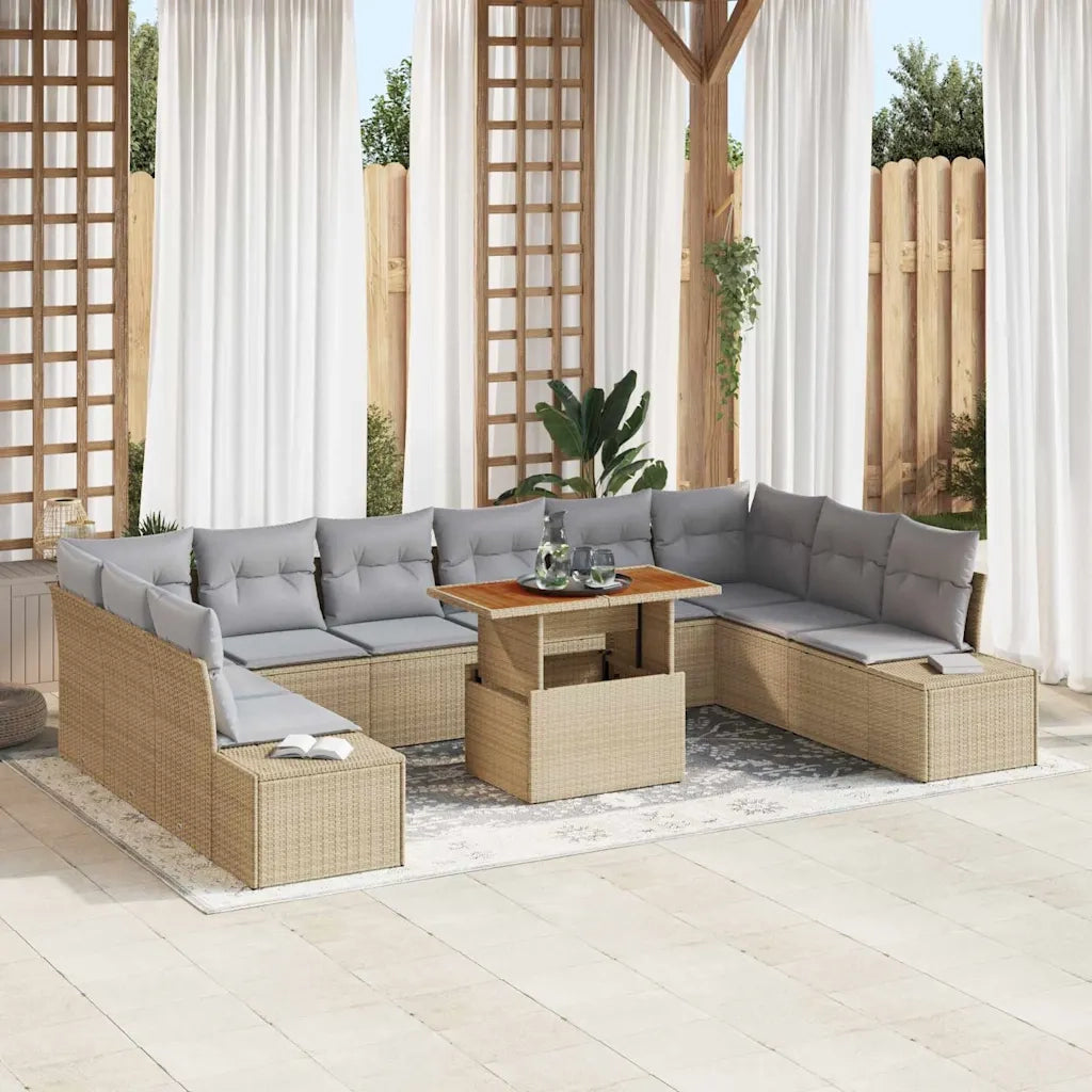 Set Divano da Giardino con cuscino 11 pcs Beige e grigio 3350014