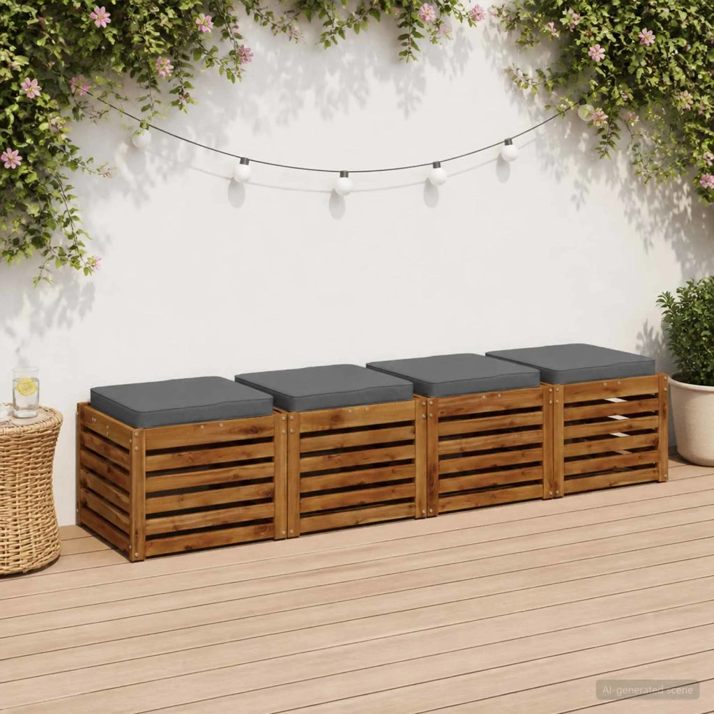 Cuscini per Sedia in 4 Pezzi VUGHT 4 pcs 100% Poliestere Blu 946272