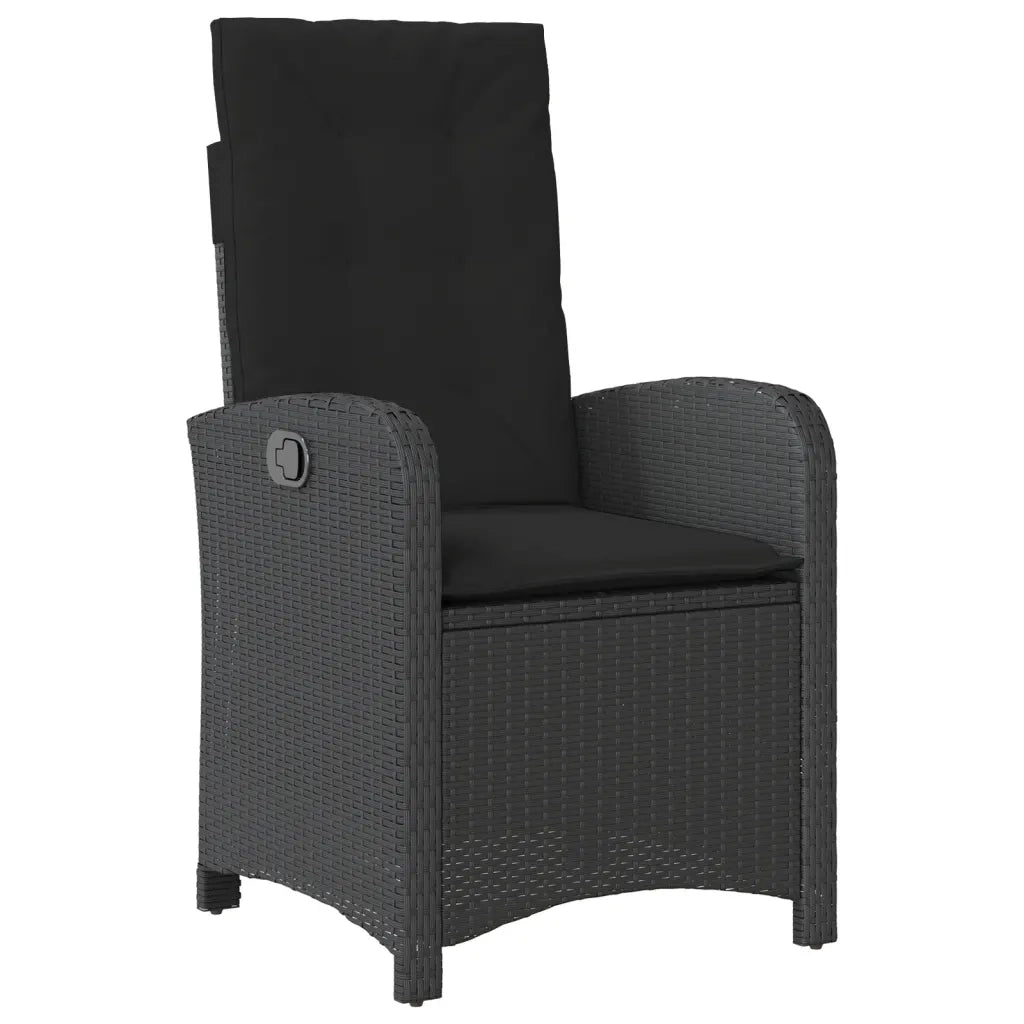 Set da Pranzo da Giardino 7 pz Nero con Cuscini in Polyrattan 3212325