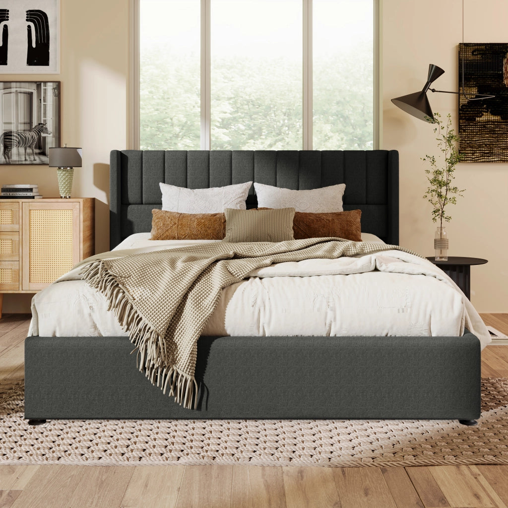 letto imbottito lino grigio 180x200 cm