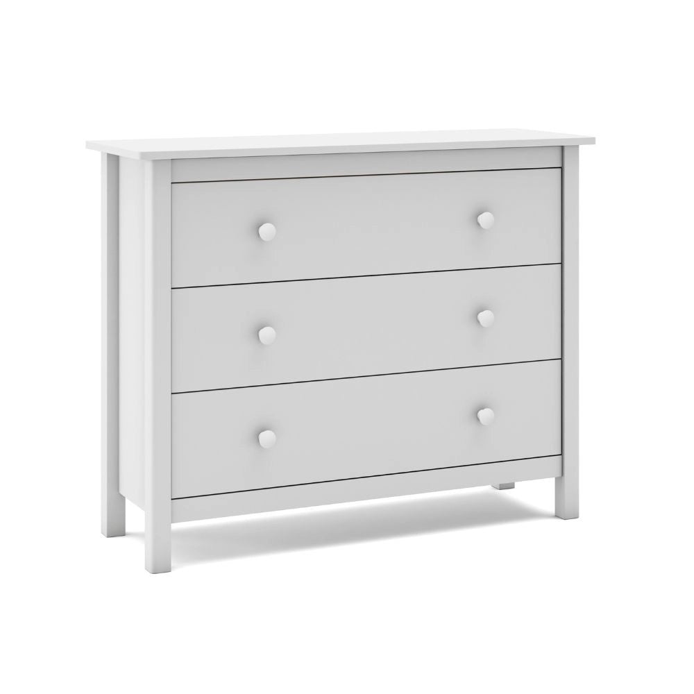 Comò Max 3 cassetti in legno massiccio bianco 100x40x80H