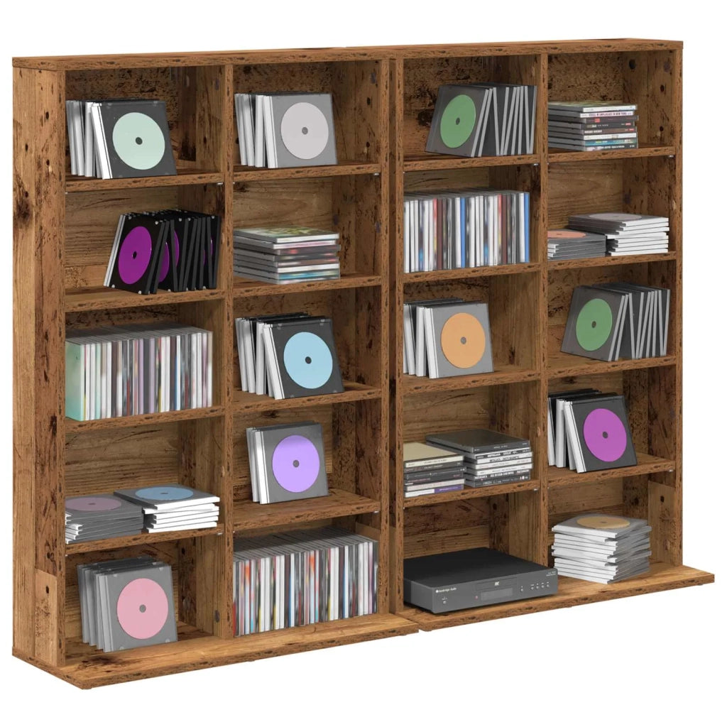 Mobile per CD 2 pz Legno antico 65 x 23,5 x 97,5 cm 8012687